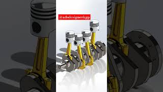 solidmodeling mechanical solidworks 4 Stroke cylinder Crank shaft 3D animation trending short [upl. by Wahl862]