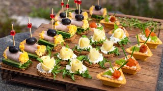 Finger food ideas for party Triangular stuffed with paste mini rolls cheese roses [upl. by Greeson]