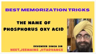 Memorization tricks the Name of Phosphorus Oxy Acid  Trick and Concept [upl. by Llerrehs]