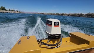 Minty 1974 Johnson 70 HP Doesnt Run Once in the Water [upl. by Eyssej344]