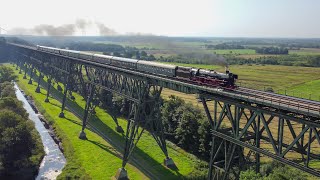 Dampflok 012 1046 01 1104 mit Sonderzug nach Westerland  Sylt auf der Hochbrücke Hochdonn [upl. by Tarrsus]