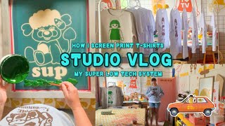 Studio Vlog • Screen Printing TShirts for a wholesale customer • Super easy studio set up 🧑‍🎨 [upl. by Nanji]