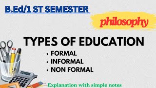 Types Of EducationFormalInformal NonformalBEd 1st sem Philosophy calicutuniversity [upl. by Ennyrb]