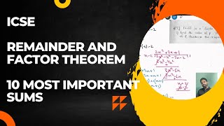 remainder and factor theorem class 10 icse  factorisation class 10 icse 10 important sums [upl. by Seiden]