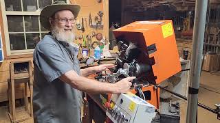 First look Woodmizer BMS 250 bandsaw blade sharpener with MrRobert [upl. by Karyn]