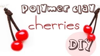 polymer clay cherries TUTORIAL fruit bracelet part 3 [upl. by Elamrej]