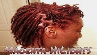 Magenta HiColor Highlights by Loreal on Locs [upl. by Inhsor]