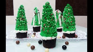 KapKekden Yılbaşı Ağacı Mini Pasta TarifiHow To Make Cupcake Christmas Tree [upl. by Arocahs]