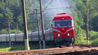 ТЭП70БС004 СПБ  Калининград  TEP70BS004 with a passenger train [upl. by Eirojam]