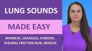 Lung Sounds Made Easy Nursing  Rhonchi Stridor Wheeze Crackles Pleural Friction Rub NGN NCLEX [upl. by Acinet311]