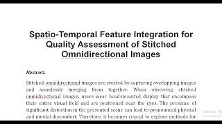 Spatio Temporal Feature Integration for Quality Assessment of Stitched Omnidirectional Images [upl. by Hanni2]