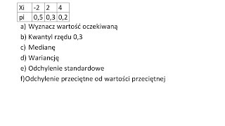 Wartość oczekiwana kwantyl rzędu 03 mediana wariancja odchylenie przeciętne [upl. by Aber253]