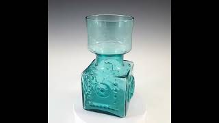 20thcenturyglasscom  Dartington FT65 Blue Glass Frank Thrower Geometric Vase [upl. by Franek]