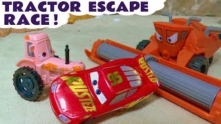 Cars 3 Lightning McQueen Racing In Frank Tractor Escape Challenge With The Funny Funlings [upl. by Ytsur]