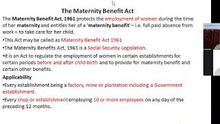 The Maternity Benefit Act 1961Labour laws EPFO [upl. by Delmer]