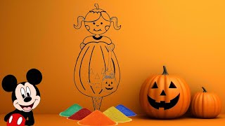 Girl Halloween Costume Drawing Coloring  How to draw a picture of Halloween Costume 🎃 [upl. by Bethina589]