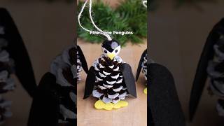 Penguin Pine Cone Ornaments 🌲🐧 christmascrafts [upl. by Beesley]