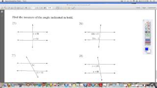 Parallel Lines and Transversals find angle measures [upl. by Ernaline311]