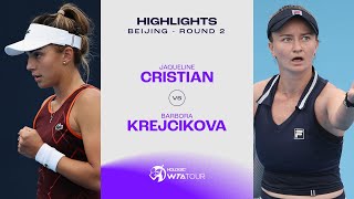 Jaqueline Cristian vs Barbora Krejcikova  2024 Beijing Round 2  WTA Match Highlights [upl. by Ainniz]