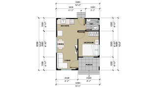 1 Bedroom Floor Plan Small House Design Idea 5x7m16x23ft 30Sqm323Sqft No02 [upl. by Sherrill]