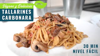 Tallarines Carbonara Veganos  ¡Receta rápida y sabrosa con Bacon Vegano [upl. by Maddalena]