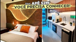 APARTAMENTO PEQUENO DE 52M² COM PIA BRANCA NA COZINHA E MUITAS DICAS PARA APROVEITAR BEM OS ESPAÇOS [upl. by Eibbor]