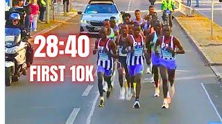 INSANE WR ATTEMPT  Berlin Marathon 2024  2840 First 10K [upl. by Anihcak]