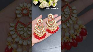 Diy Kundan Earrings✨❤️ shorts diyearrings diycraft kundanjewellery easydiyideas [upl. by Ailero]