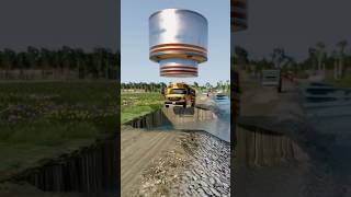 School Bus vs Water Pit and Bollard [upl. by Neuburger223]