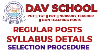 DAV RECRUITMENT  ODISHA  SYLLABUS  SELECTION PROCESS [upl. by Tselec268]