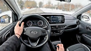 2021 Hyundai i10  Comfort  10l 67HP  POV Test Drive in winter season  Fuel consumption info [upl. by Nwahsear]