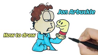 How to Draw Jon Arbuckle with Colorful Markers Step by Step  Garfield  Easy and Fun for beginners [upl. by Aneehc526]