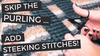 TUTORIAL SETUP STEEKING STITCHES FOR KNITTING IN THE ROUND [upl. by Kast]