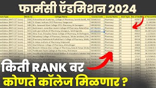 पहा किती Rank आणि Percentile वर कोणते Pharmacy College भेटणार [upl. by Lew]