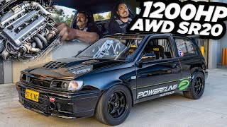 1200HP AWD SR20 Nissan Pulsar GTIR quotMini Godzillaquot  1100HP R34 GTR Backroad Launch [upl. by Nyliret]