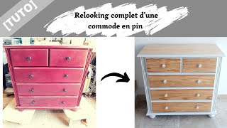 TUTO COMPLET Comment relooker un meuble en bois commode en pin DIY [upl. by Aissela849]