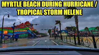 Myrtle Beach During Hurricane  Tropical Storm Helene on Ocean Boulevard [upl. by Akimihs]