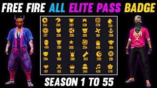 FREE FIRE ALL ELITE PASS BADGE  SEASON 1 TO 53 ALL ELITE PASS BADGE  FREE FIRE ELITE PASS BADGE [upl. by Laurene]