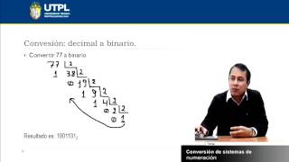 UTPL CONVERSIÓN DE SISTEMAS DE NUMERACIÓN CCEELÓGICA MATEMÁTICA [upl. by Anawyt464]