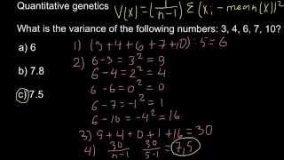 Quantitative Genetics  How to find variance of the given numbers [upl. by Esinaej]