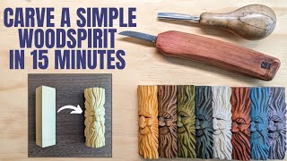 Carve a Simple Woodspirit in 15 Minutes  Complete Beginner Woodcarving Lesson [upl. by Toback346]