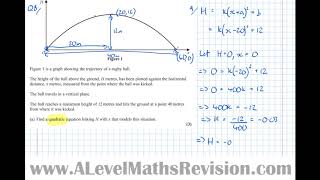 Edexcel A Level Maths June 2018 Paper 2 Q8 Modelling With Quadratics [upl. by Analise]