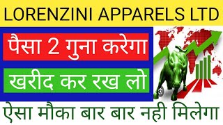 LORENZINI APPARELS LTD SHARE NEWS  NEXT TARGET  LATEST NEWS  STOCK ANALYSIS LORENZINI nifty50 [upl. by Massiw]