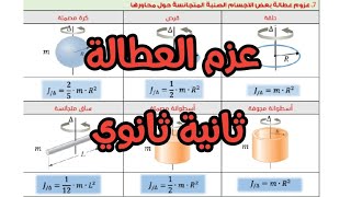 عزم العطالة فيزياء ثانوي شعبتي الرياضي و التقني رياضي [upl. by Far]