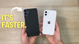 CMF Phone 1 vs iPhone 12  Speed Test [upl. by Annauqahs205]