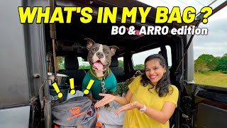 What’s in my Bag  Bo amp Arro Edition 🐶😎  Kyat Girl  Dog Food  Dog Products [upl. by Nnovahs]