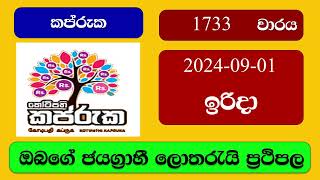 Kapruka 1733 20240901 කප්රුක ලොතරැයි ප්‍රතිඵල Lottery Result NLB Sri Lanka [upl. by Aldwon]