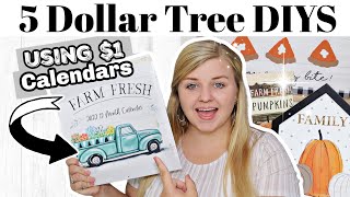 5 Dollar Tree DIYS Using This 1 CALENDAR  NEW DIY Dollar Tree Fall 2021  Krafts by Katelyn [upl. by Adalia264]