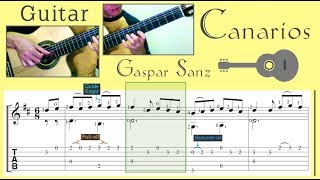 Canarios  Gaspar Sanz Guitar Notation  TAB [upl. by Noloc541]