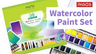 Pagos Artist Quality 36 Paints AllInOne Watercolor Set  Unboxing [upl. by Netneuq]